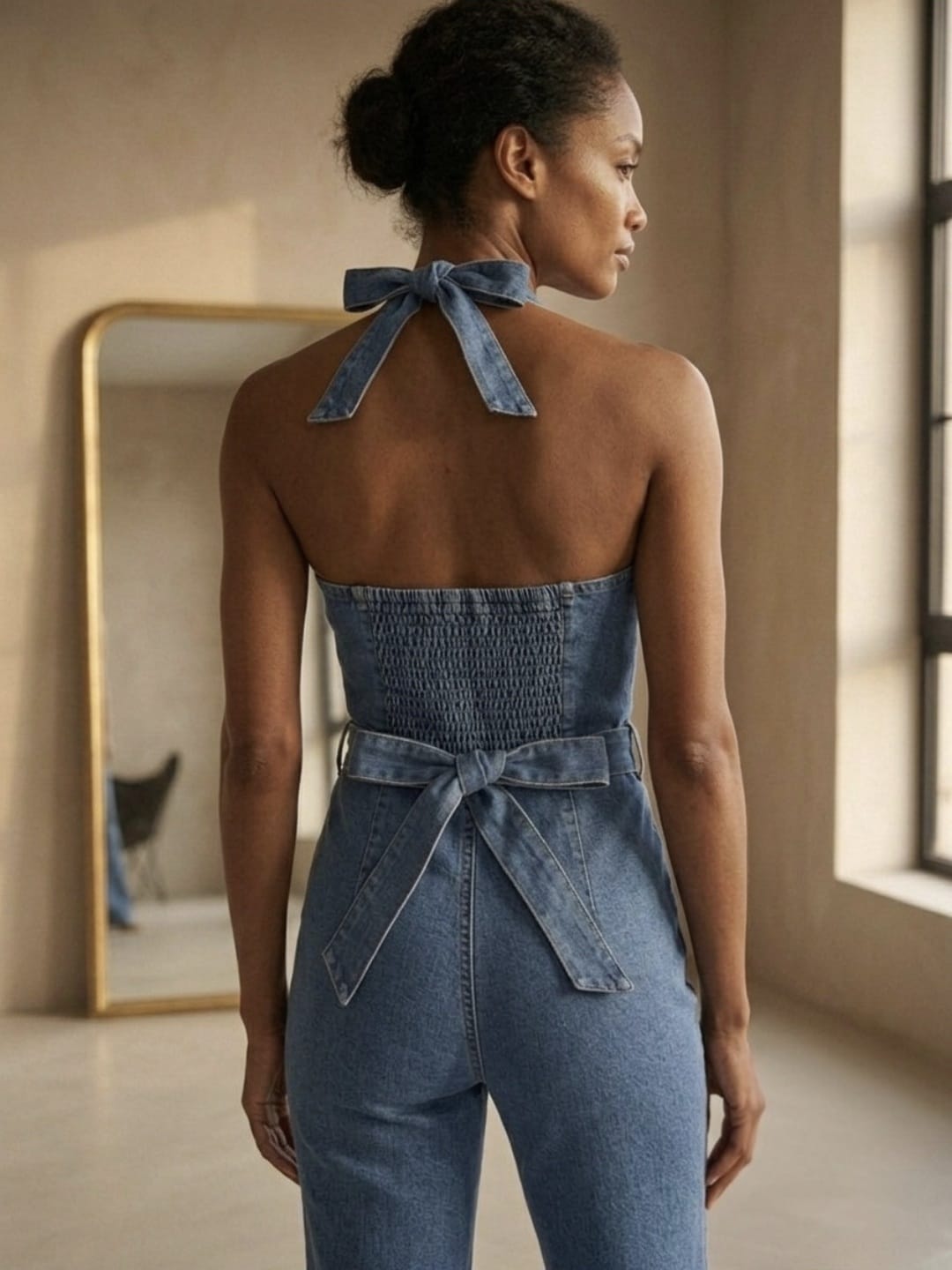 Women's Sleeveless Denim Overall Jumpsuit