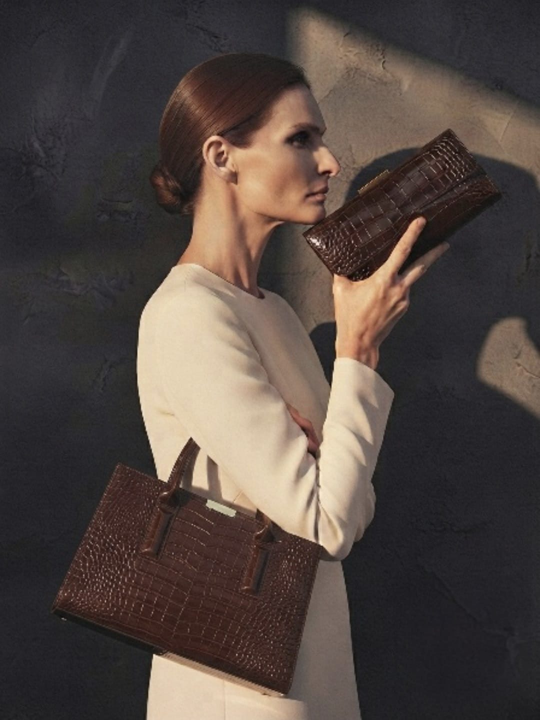Sac à bandoulière en cuir PU motif crocodile pour femme