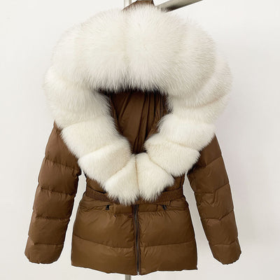 Short Women's Thickened Slim Fit Waist-tight Fur Down Jacket