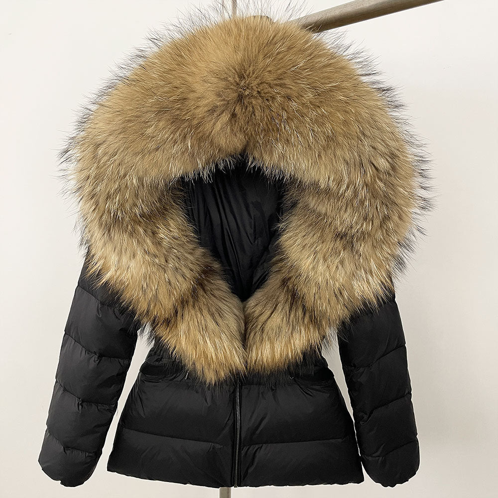 Short Women's Thickened Slim Fit Waist-tight Fur Down Jacket