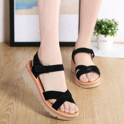 Wedge flat student sandals