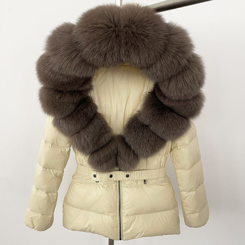 Short Women's Thickened Slim Fit Waist-tight Fur Down Jacket