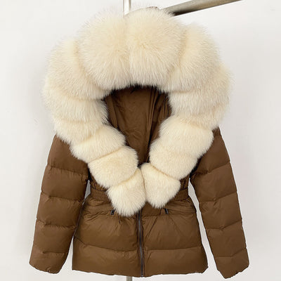 Short Women's Thickened Slim Fit Waist-tight Fur Down Jacket