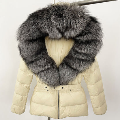 Short Women's Thickened Slim Fit Waist-tight Fur Down Jacket