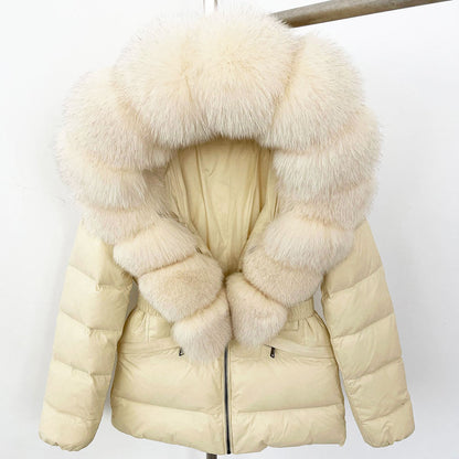 Short Women's Thickened Slim Fit Waist-tight Fur Down Jacket