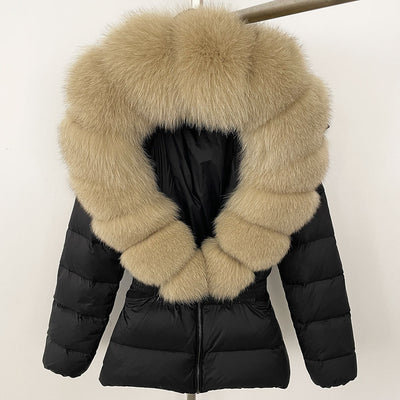 Short Women's Thickened Slim Fit Waist-tight Fur Down Jacket