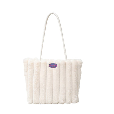 Autumn And Winter Plush New Casual Shoulder Large Capacity Totes