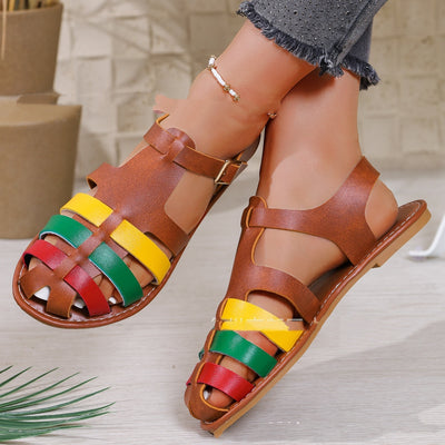 Women's Hollowed Toe Box Flat Sandals Octopus Casual Plus Size Beach Sandals