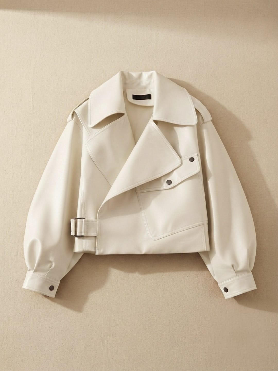 Veste Courte Ample en Cuir pour Femme