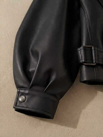 Veste Courte Ample en Cuir pour Femme