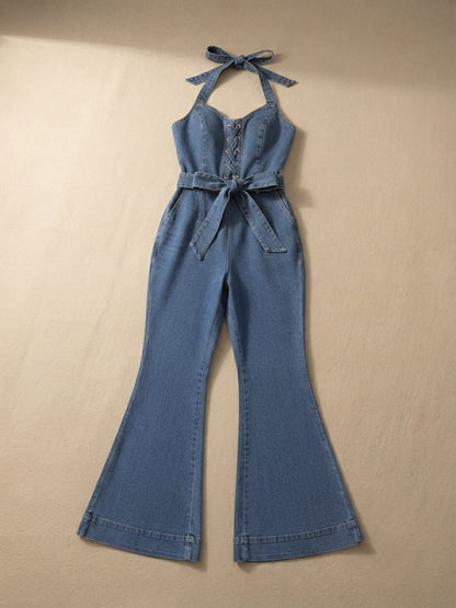 Women's Sleeveless Denim Overall Jumpsuit