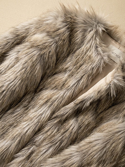 Gilet veste d'hiver en fausse fourrure peluche pour femme