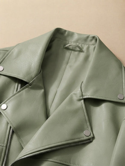 Veste motard en cuir ample pour femme