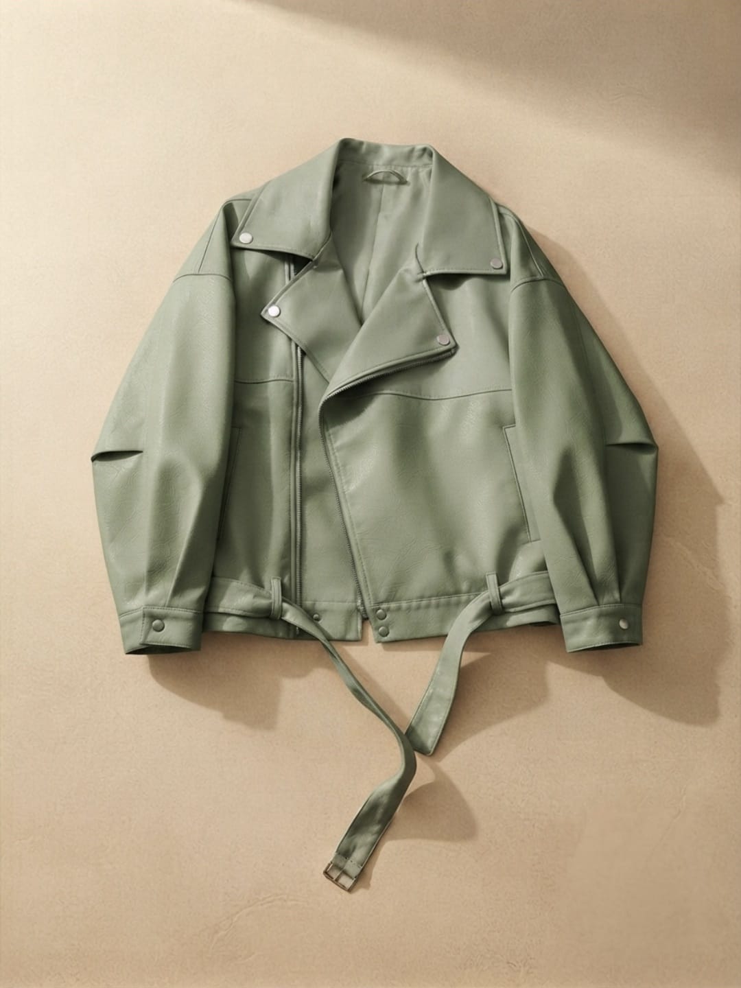 Veste motard en cuir ample pour femme