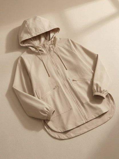 Trench décontracté pour femme - Manteau à capuche coupe ample
