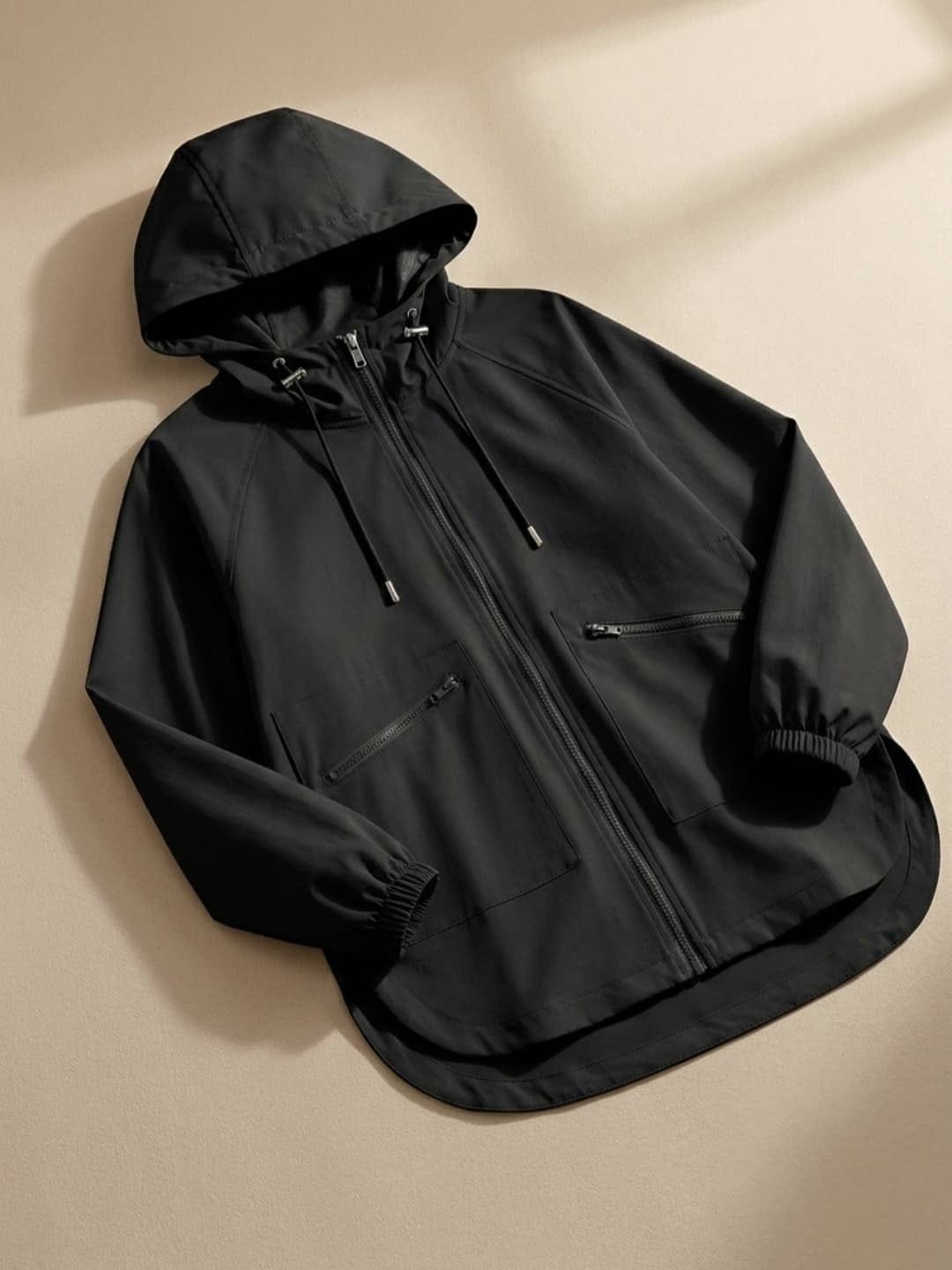 Trench décontracté pour femme - Manteau à capuche coupe ample