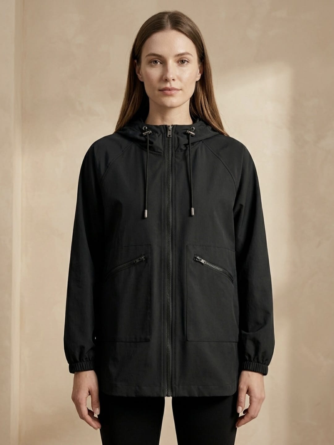 Trench décontracté pour femme - Manteau à capuche coupe ample