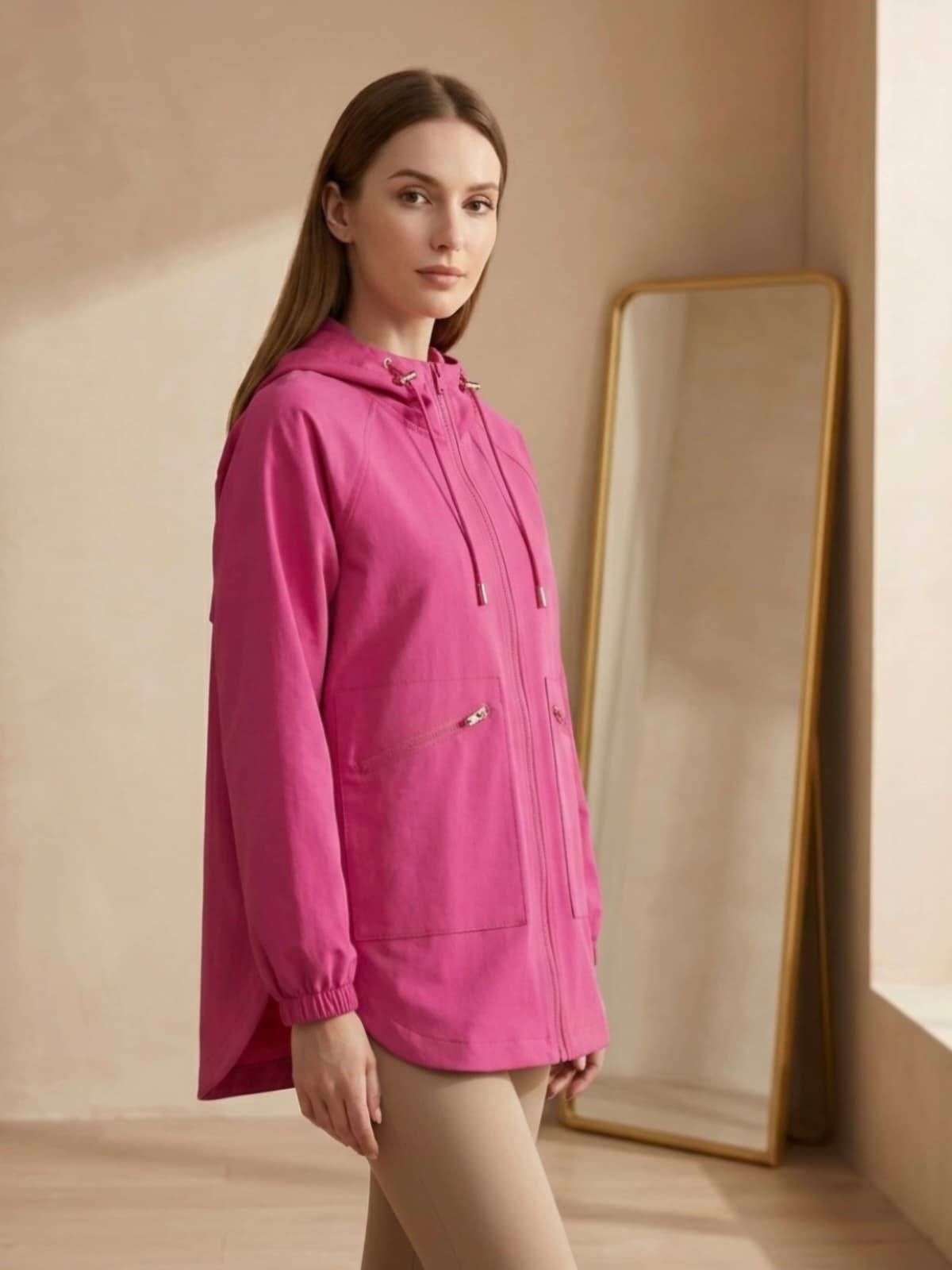 Trench décontracté pour femme - Manteau à capuche coupe ample