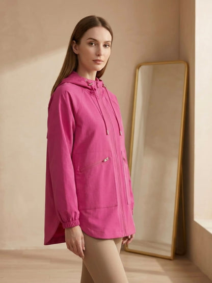 Trench décontracté pour femme - Manteau à capuche coupe ample