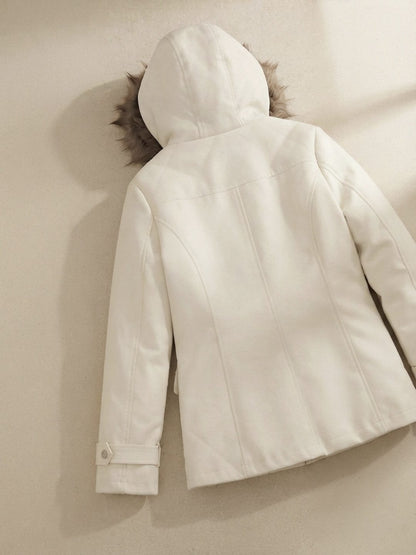 Parka à capuche doublée fausse fourrure pour femme