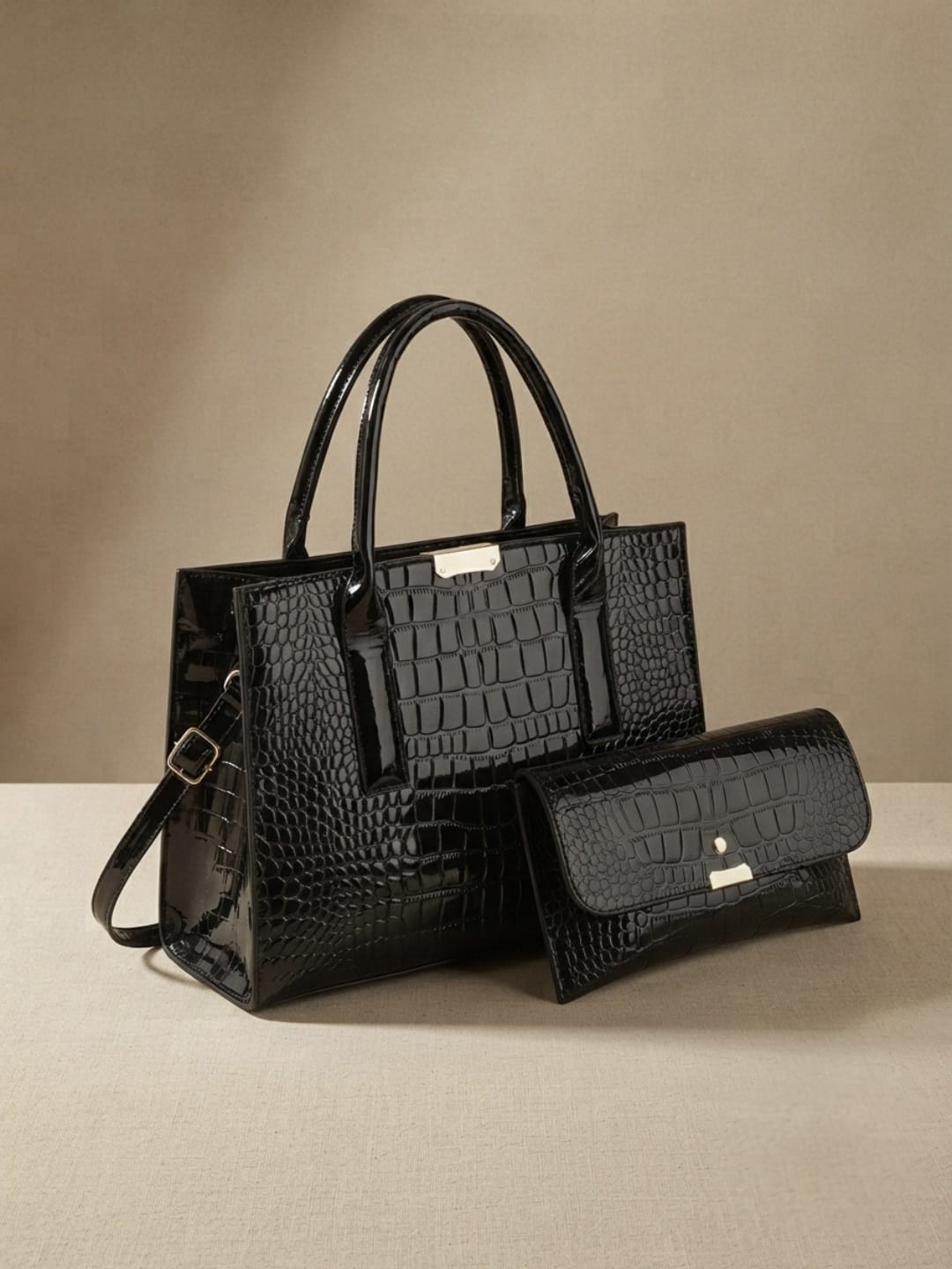 Sac à bandoulière en cuir PU motif crocodile pour femme