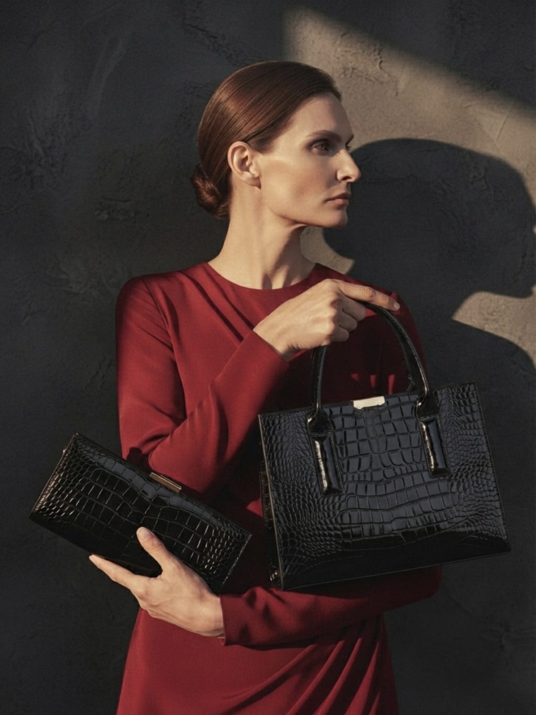Sac à bandoulière en cuir PU motif crocodile pour femme
