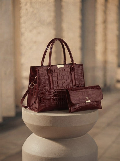Sac à bandoulière en cuir PU motif crocodile pour femme