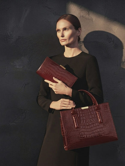 Sac à bandoulière en cuir PU motif crocodile pour femme