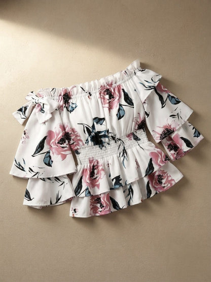 Women's Off-the-Shoulder Floral Print Blouse