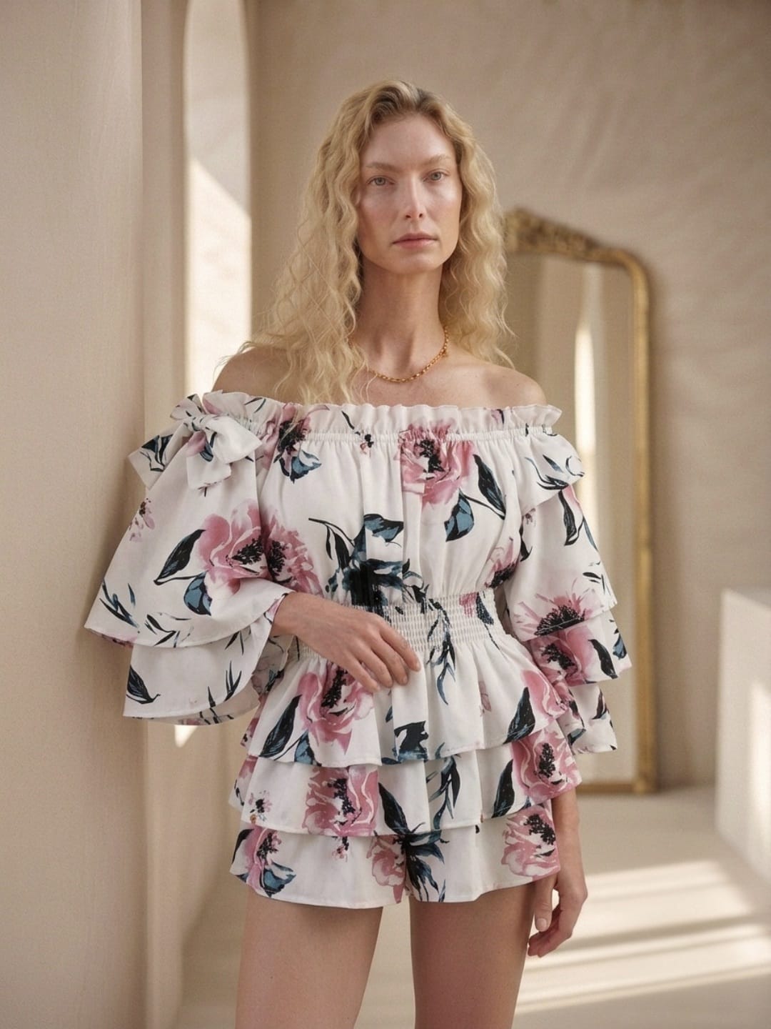 Women's Off-the-Shoulder Floral Print Blouse