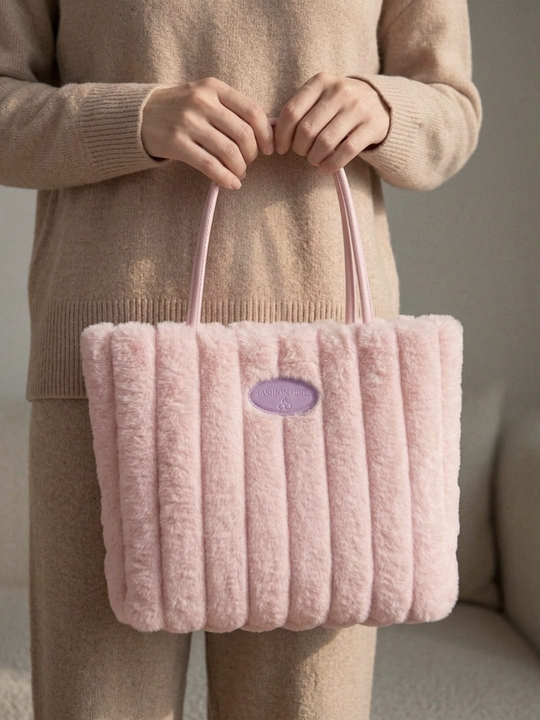 Sac fourre-tout en peluche pour femme