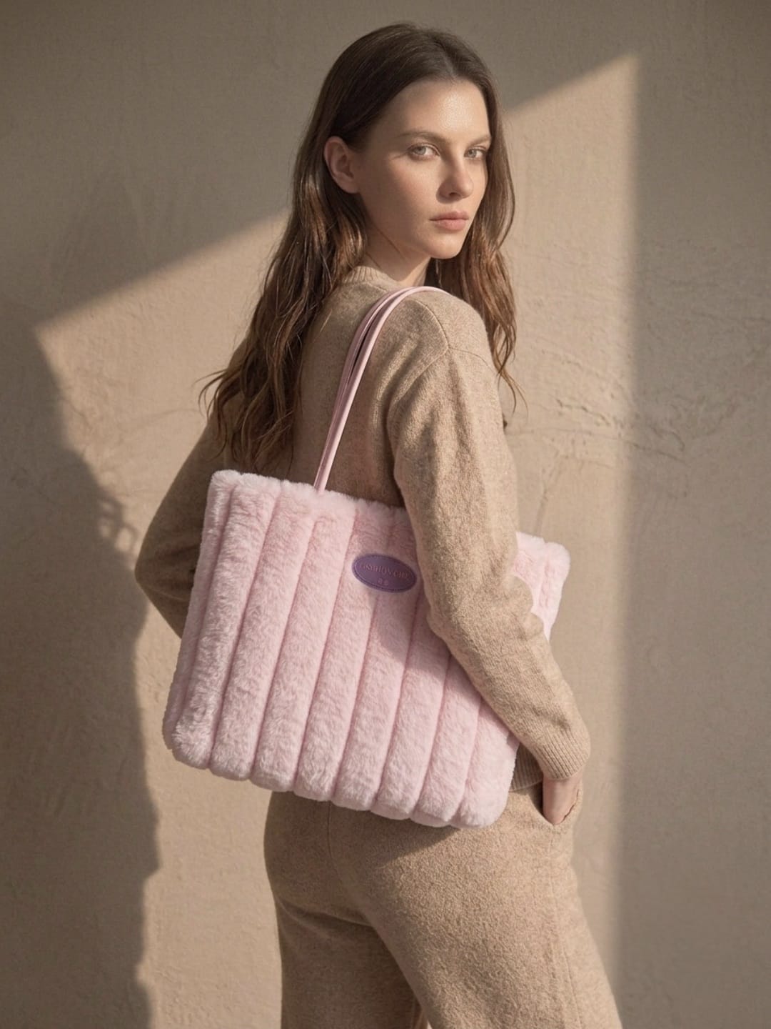 Sac fourre-tout en peluche pour femme