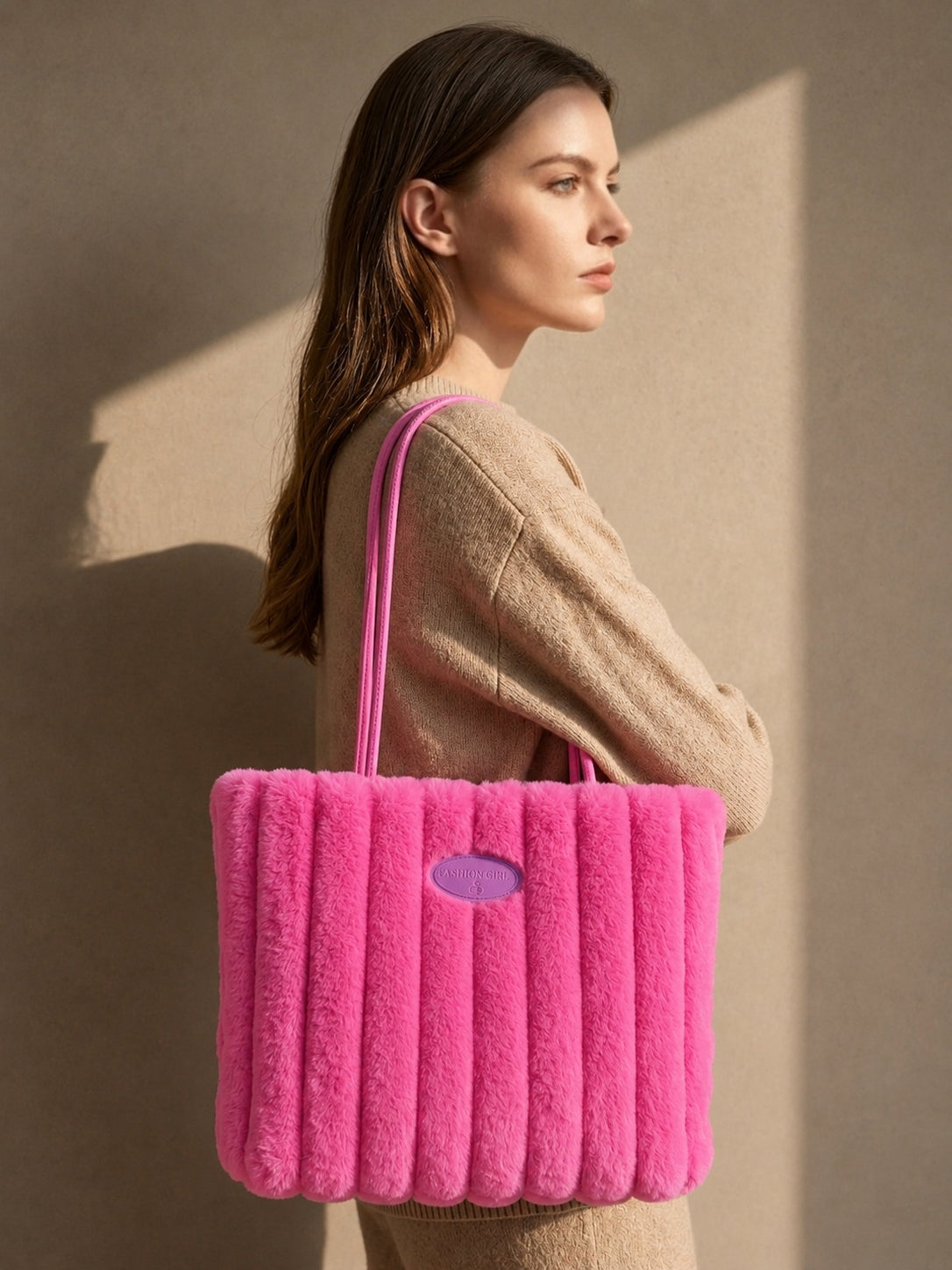 Sac fourre-tout en peluche pour femme