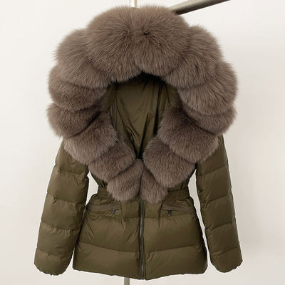 Short Women's Thickened Slim Fit Waist-tight Fur Down Jacket