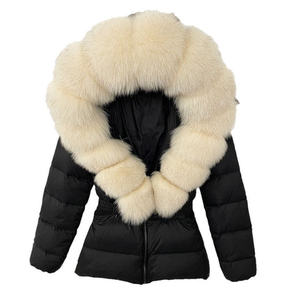 Short Women's Thickened Slim Fit Waist-tight Fur Down Jacket