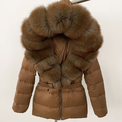 Short Women's Thickened Slim Fit Waist-tight Fur Down Jacket