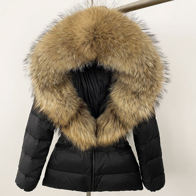 Short Women's Thickened Slim Fit Waist-tight Fur Down Jacket