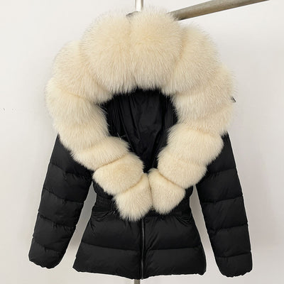 Short Women's Thickened Slim Fit Waist-tight Fur Down Jacket